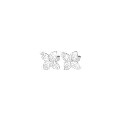 ORECCHINO FIORE MEDIO CON PETALI ZIRCONATI IN ARGENTO 925°/°°