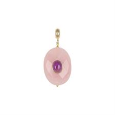 PENDENTE AGATA ROSA OVALE CON SPOLA COLOR IN ARGENTO 925°/°°