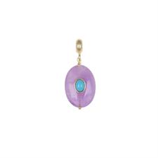 PENDENTE AGATA VIOLA OVALE CON SPOLA P.TURCHESE IN ARGENTO 925°/°°