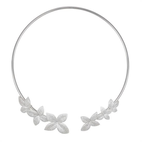 COLLANA RIGIDA CON FIORI ZIRCONATI A SCALARE IN ARGENTO 925°/°°