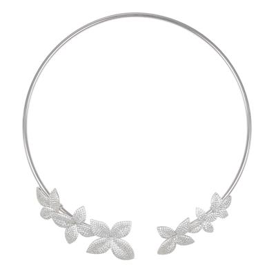 COLLANA RIGIDA CON FIORI ZIRCONATI A SCALARE IN ARGENTO 925°/°°