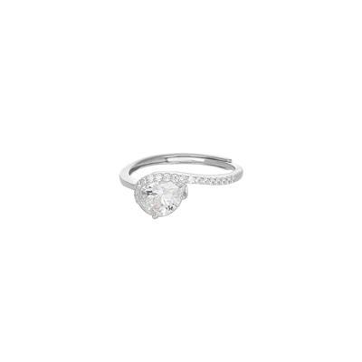 ANELLO SOLITARIO GOCCIA CONTRARIE ZIRCONATO IN ARGENTO 925°/°°