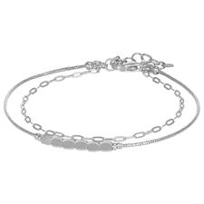 BRACCIALE DOPPIO FILO MORBIDA E OVALINA CON CUBOTTI ARGENTO 925°/°°