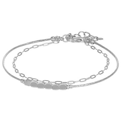 BRACCIALE DOPPIO FILO MORBIDA E OVALINA CON CUBOTTI ARGENTO 925°/°°
