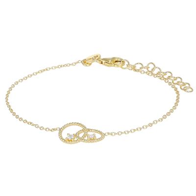 BRACCIALE DOPPIO TONDINO LAVORATO CON ZIRCONE IN ARGENTO 925°/°°