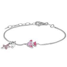 BRACCIALE BIMBO PESCIOLINO,PERLINA E STELLA SMALTO ARGENTO 925°/°°