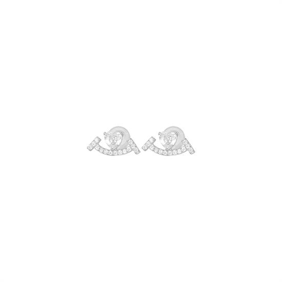ORECCHINO MINI BARRETTA CON CUORE ZIRCONATO IN ARGENTO 925°/°°