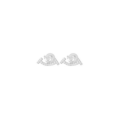 ORECCHINO MINI BARRETTA CON CUORE ZIRCONATO IN ARGENTO 925°/°°