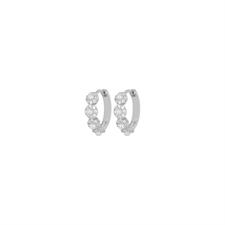 ORECCHINO CERCHIETTO FIORELLINI  MADREP. ZIRCONATA ARGENTO 925 °/°°