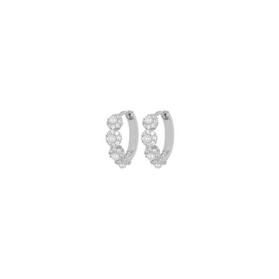 ORECCHINO CERCHIETTO FIORELLINI  MADREP. ZIRCONATA ARGENTO 925 °/°°