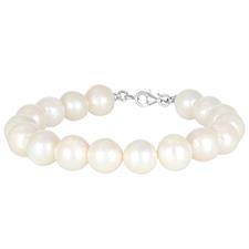 BRACCIALE PERLE ACQUA FIUME 10MM IN ARGENTO 925°/°°