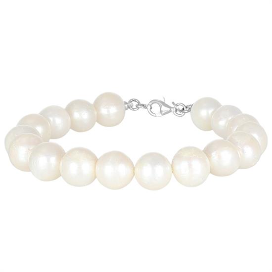 BRACCIALE PERLE ACQUA FIUME 10MM IN ARGENTO 925°/°°