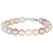 BRACCIALE PERLE ACQUA FIUME MULTICOLOR 9-10MM IN ARGENTO 925°/°°