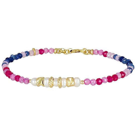 BRACCIALE PERLE FIUME,ZK ROSA,LAVANDA 3MM E METALLO ARGENTO 925°/°°