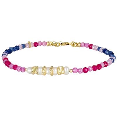 BRACCIALE PERLE FIUME,ZK ROSA,LAVANDA 3MM E METALLO ARGENTO 925°/°°