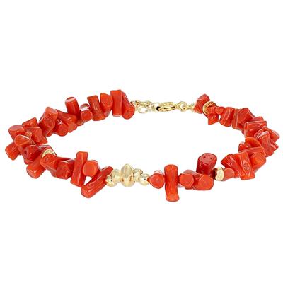 BRACCIALE SCAGLIE DI CORALLO E METALLO IN ARGENTO 925°/°°