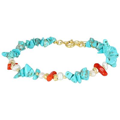 BRACCIALE SCAGLIE DI AULITE E CORALLO PERLE IN ARGENTO 925°/°°
