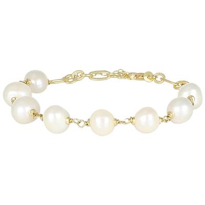 BRACCIALE PERLE DI FIUME 8MM CON CATENA LAVORATA ARGENTO 925°/°°