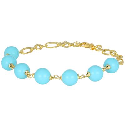 BRACCIALE PASTA DI TURCHESE 8MM CON CATENA LAVORATA ARGENTO 925°/°°