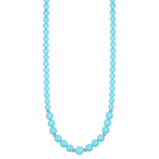 COLLANA PASTA DI TURCHESE SCALARE E RONDELLE IN ARGENTO 925°/°°