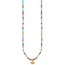 COLLANA P.TURCHESE CORALLO CON PESCE SMALTO ZIRCONI ARGENTO 925°/°°
