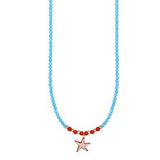 COLLANA P.TURCHESE CORALLO CON STELLA SMALTO ZIRCONI ARGENTO 925°/°°