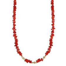COLLANA SCAGLIE DI CORALLO E METALLO IN ARGENTO 925°/°°