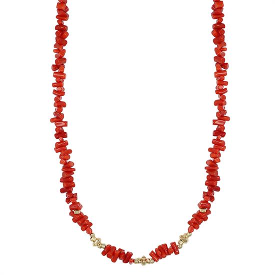 COLLANA SCAGLIE DI CORALLO E METALLO IN ARGENTO 925°/°°