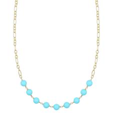 COLLANA PASTA DI TURCHESE 8MM CON CATENA LAVORATA ARGENTO 925°/°°