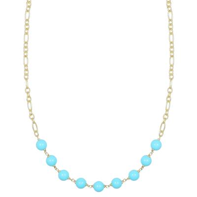 COLLANA PASTA DI TURCHESE 8MM CON CATENA LAVORATA ARGENTO 925°/°°