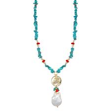 COLLANA AULITE CORALLO E TONDO MARTELLATO P.BAROCCA ARGENTO 925°/°°