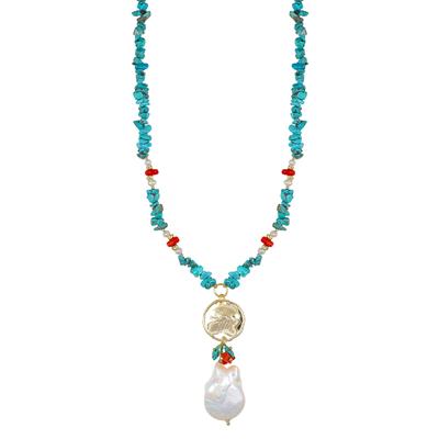 COLLANA AULITE CORALLO E TONDO MARTELLATO P.BAROCCA ARGENTO 925°/°°