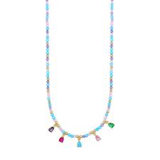 COLLANA AULITE ZIRCONI E GOCCE E PALLINI METALLO E ARGENTO 925°/°°