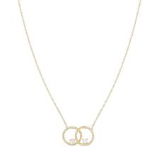 COLLANA DOPPIO TONDINO LAVORATO CON ZIRCONE IN ARGENTO 925°/°°