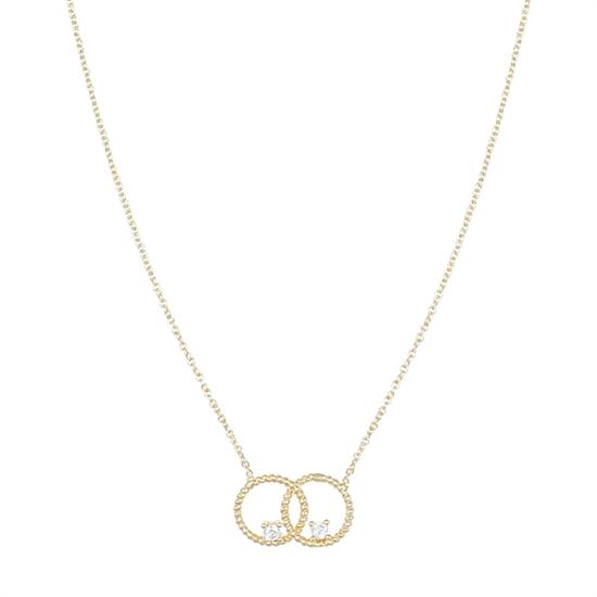 COLLANA DOPPIO TONDINO LAVORATO CON ZIRCONE IN ARGENTO 925°/°°