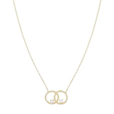 COLLANA DOPPIO TONDINO LAVORATO CON ZIRCONE IN ARGENTO 925°/°°