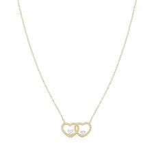COLLANA DOPPIO CUORE LAVORATO CON ZIRCONE IN ARGENTO 925°/°°