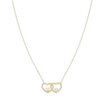 COLLANA DOPPIO CUORE LAVORATO CON ZIRCONE IN ARGENTO 925°/°°