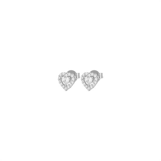 ORECCHINO CUORE PICCOLO CON BORDO ZIRCONATO IN ARGENTO 925°/°°