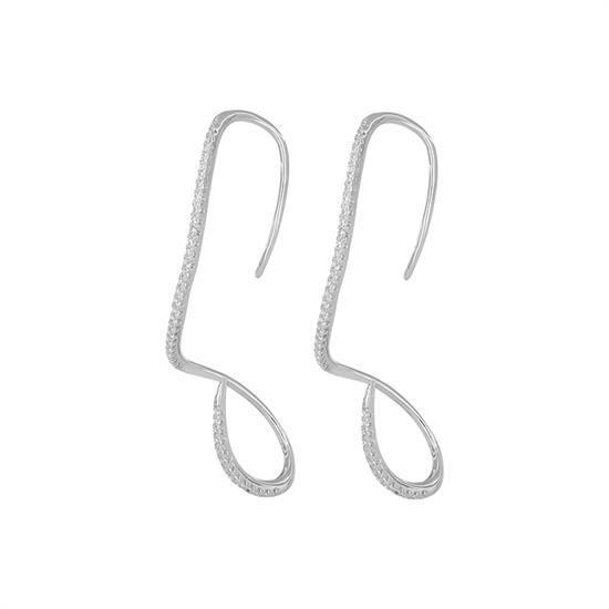 ORECCHINO FILO ONDA ZIRCONATO IN ARGENTO 925°/°°