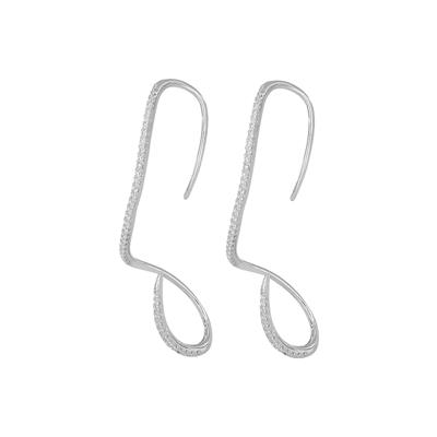 ORECCHINO FILO ONDA ZIRCONATO IN ARGENTO 925°/°°