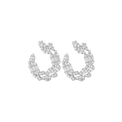ORECCHINO MEZZO OVALE MIX ZIRCONI IN ARGENTO 925°/°°