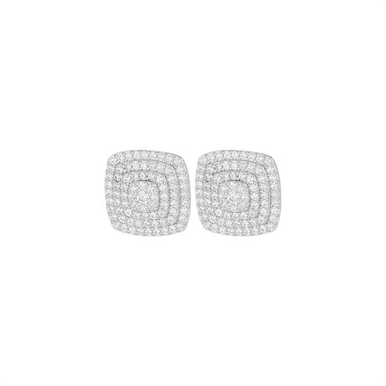ORECCHINO QUADRATO 13MM PIENO ZIRCONI IN ARGENTO 925°/°°