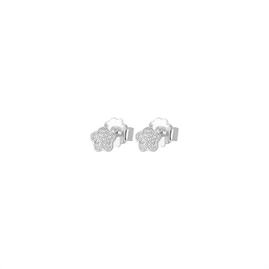 ORECCHINO FIORELLINO PICCOLO ZIRCONATO BORDO LISCIO ARGENTO 925°/°°