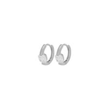 ORECCHINO CERCHIETTO LISCIO CON OVALE ZIRCONE IN ARGENTO 925°/°°