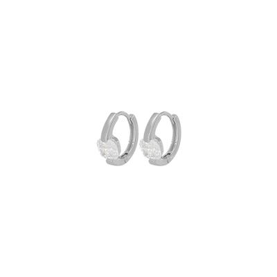ORECCHINO CERCHIETTO LISCIO CON OVALE ZIRCONE IN ARGENTO 925°/°°