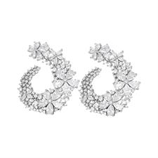 ORECCHINO BIG VIRGOLA CON FIORI ZIRCONATI MIX IN ARGENTO 925°/°°