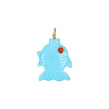 PENDENTE PESCE CARPA OCCHIO DI GATTO IN ARGENTO 925°/°°