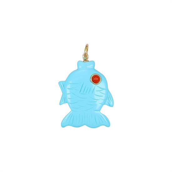 PENDENTE PESCE CARPA OCCHIO DI GATTO IN ARGENTO 925°/°°