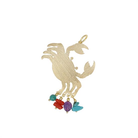 PENDENTE GRANCHIO DIAMAN. SCAGLIE TURCH. CORALLO ARGENTO 925°/°°
